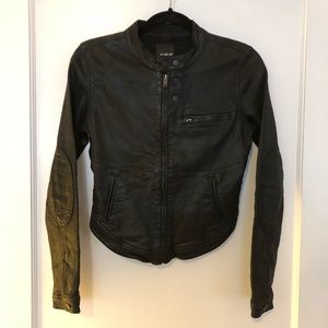 Cropped High-Low Faux Leather Jacket